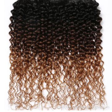 1/4/30 3 tone ombre human hair bundle virgin brazilian deep curly ombre hair weave